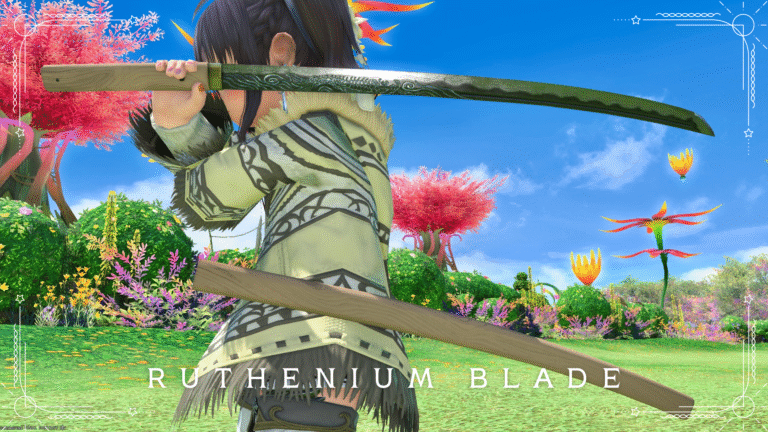 The "Ruthenium Blade" is a samurai weapon with a carp pattern like those in Japanese gangster movies Lalafell FF14 Blog Norirow Note 33