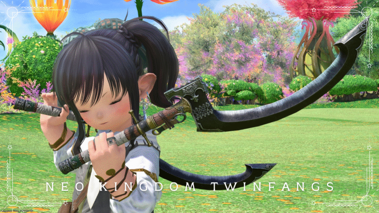 稲刈り鎌のようなヴァイパー二刀流武器『ネオキングダム・ツインファング』 ララフェル FF14ブログ Norirow Note 46