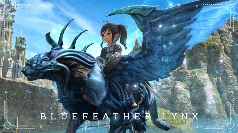 青い翼を持つオオヤマネコのマウント『ブルーフェザー・リンクス』(終極の戦い) ララフェル FF14ブログ Norirow Note 43