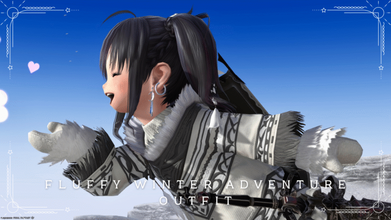 【ミラプリ】白いカシミヤポンチョで真冬の暖かモフモフ冒険着 ララフェル FF14ブログ Norirow Note 30