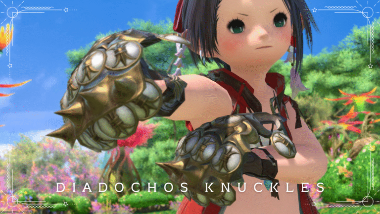 The metal punch monk's weapon, the Diadochos Knuckles, is just the right shape for your hand. Lalafell FF14 Blog Norirow Note 35