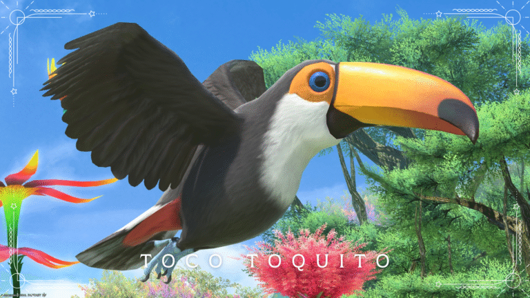 A cute bird with a big beak! Toucan Minion "Toco Toquito" Lalafell FF14 Blog Norirow Note 29