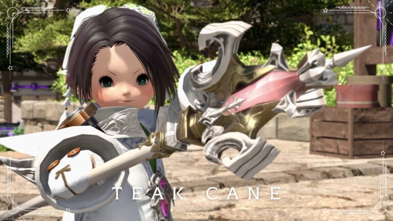 A cute mace made of dyeable pink crystals - White Mage weapon "Teak Cane" Lalafell FF14 Blog Norirow Note 32