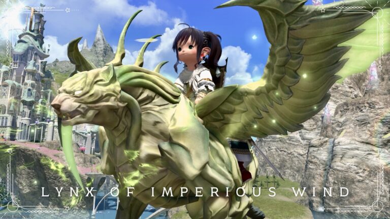 Green-winged lynx mount "Lynx of Imperious Wind" (Storm's Crown (Extreme)) Lalafell FF14 Blog Norirow Note 32