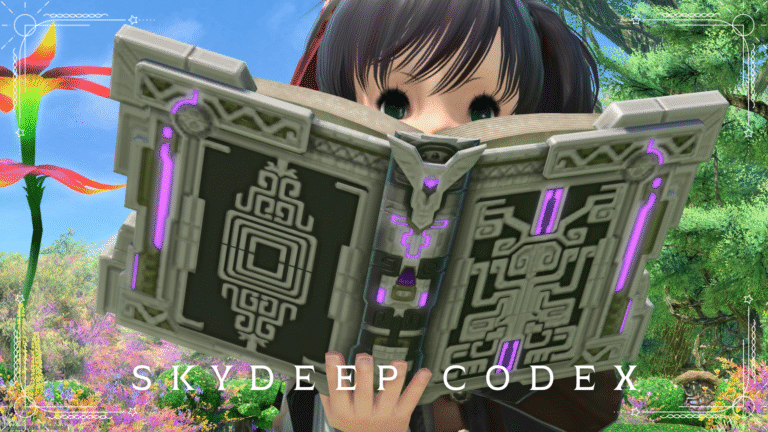 紫に光るエレクトロープ製の本・学者武器『スカイディープ・コーデックス』 ララフェル FF14ブログ Norirow Note 40