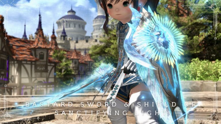 光り輝く神々しいハイデリンの剣と盾・ナイト武器『サンクティファイライト・バスタードソード＆シールド』 ララフェル FF14ブログ Norirow Note 36