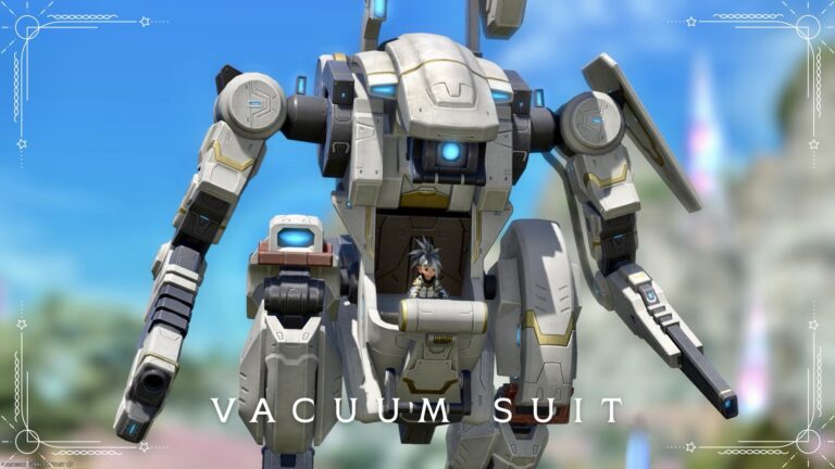 Cosmic Exploration's giant white heavy machinery robot mount "Vacuum Suit" Lalafell FF14 Blog Norirow Note 36