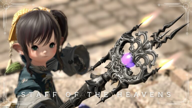 蝋燭の火が灯るナイツ・オブ・ラウンドの荘厳な黒魔道士杖『ヘヴンススタッフ』 ララフェル FF14ブログ Norirow Note 79