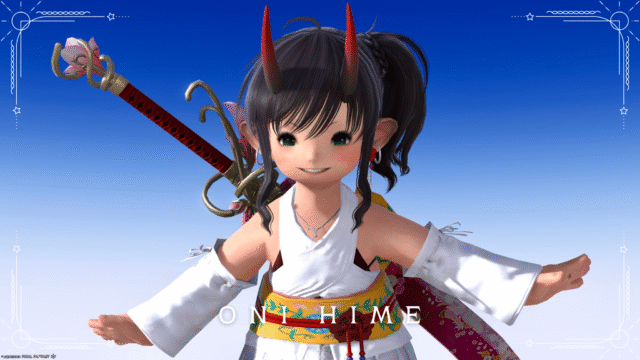 【ミラプリ】可愛らしい和装「鬼姫」と桜の大剣コーディネート ララフェル FF14ブログ Norirow Note 7