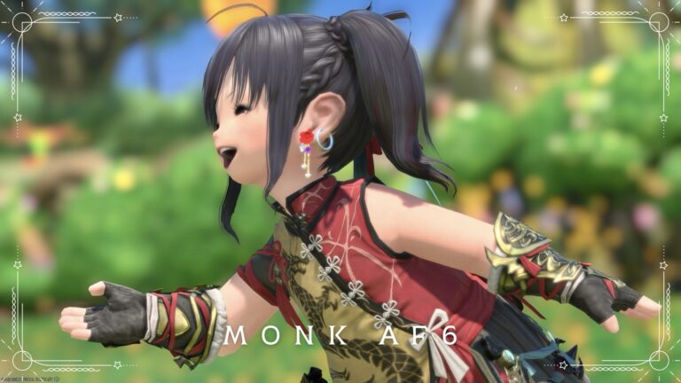 The Monk's Phantom Weapon (PW) second form: the glowing flower-shaped glove, "Phantom Knuckles Umbrae" Lalafell FF14 Blog Norirow Note 30