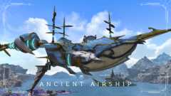 A cute antique light blue airship, the "Ancient Airship" - The Occult Crescent (Lalafell version) Lalafell FF14 Blog Norirow Note 40