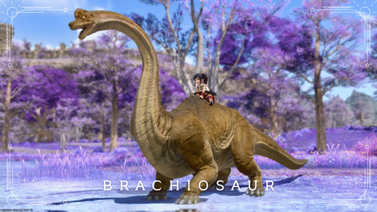 A mount of the super-giant Jurassic long-necked dinosaur, "Brachiosaur" Lalafell FF14 Blog Norirow Note 20
