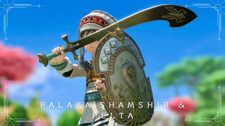 Arabian and cute curved sword and shield, Paladin weapon "Paraka Shamshir & Pelta" Lalafell FF14 Blog Norirow Note 22