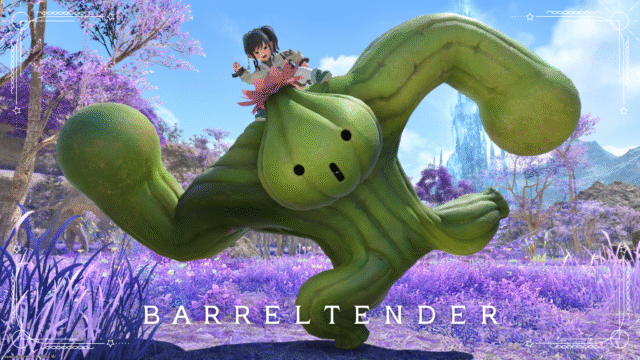 A huge, muscular Cactuar mount "Barreltender" Lalafell FF14 Blog Norirow Note 13