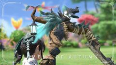 A cute, Halloween-themed "Scarecrow" scythe / Reaper weapon, "Figment of Autumn" Lalafell FF14 Blog Norirow Note 56