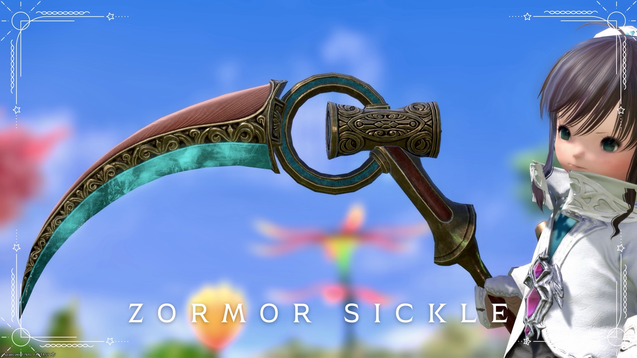 巨大エメラルドが輝くアンティークなオシャレ大鎌・リーパー武器『ゾーモーの薙鎌』 ララフェル FF14ブログ Norirow Note 24