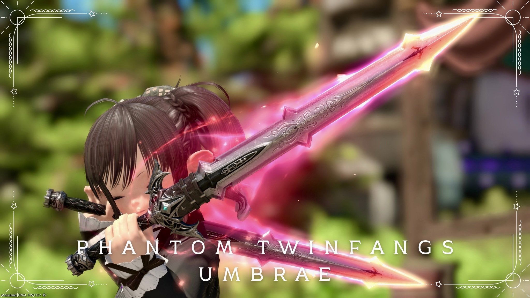 Viper's Phantom Weapon (PW) second form: the gleaming silver-crafted dual sword, "Phantom Twinfangs Umbrae" Lalafell FF14 Blog Norirow Note 24