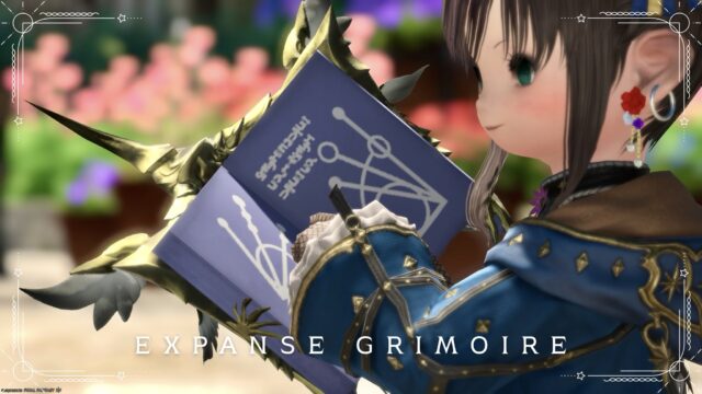 A cute lavender-colored grimoire on light purple paper / Summoner weapon "Expanse Grimoire" Lalafell FF14 Blog Norirow Note 39