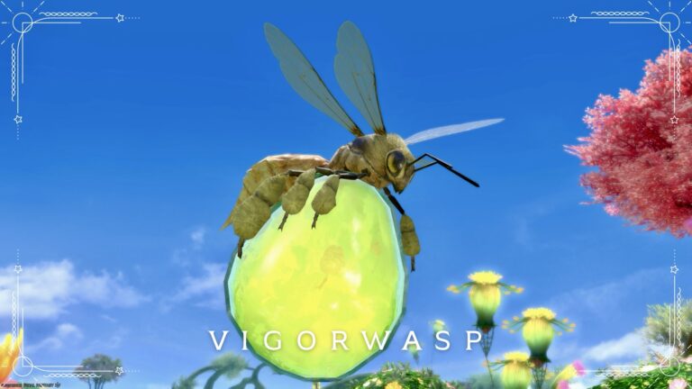 モンハンコラボの綺麗な蜜玉を抱えたミツバチのミニオン『回復ミツムシ』 ララフェル FF14ブログ Norirow Note 69