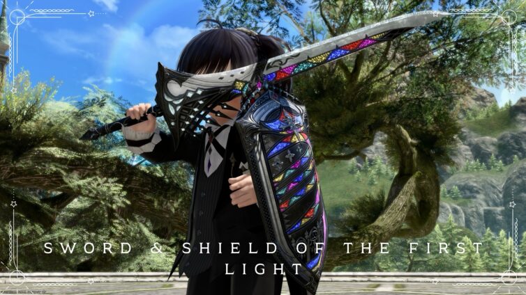 Beautiful and majestic stained glass Paladin weapon "Sword & Shield of the First Light" (Pilgrim's Traverse) Lalafell FF14 Blog Norirow Note 20