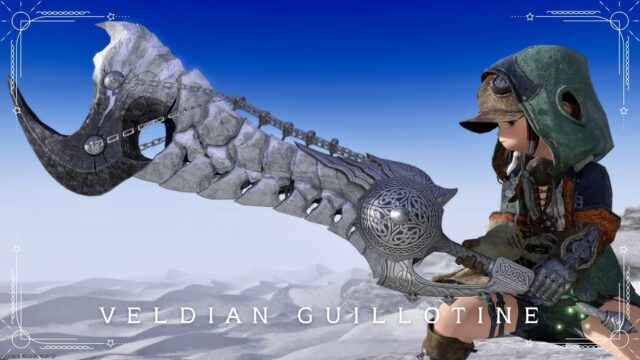 Monster Hunter collaboration Dark Knight weapon, Arkveld greatsword "Veldian Guillotine" (The Windward Wilds) Lalafell FF14 Blog Norirow Note 17