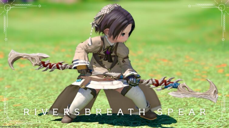 Primitive bone and horn-like "double-edged naginata" weapon for dragoon "Riversbreath Spear" Lalafell FF14 Blog Norirow Note 20