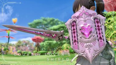 Pink and heart-shaped Paladin weapon "Courtly Lover Sword & Shield" Lalafell FF14 Blog Norirow Note 20