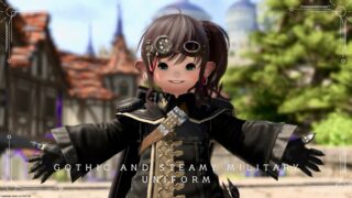 [Glamour] "A slightly gothic, steamy military uniform" outfit (Black Mage x Machinist x Paladin mix) Lalafell FF14 Blog Norirow Note 43