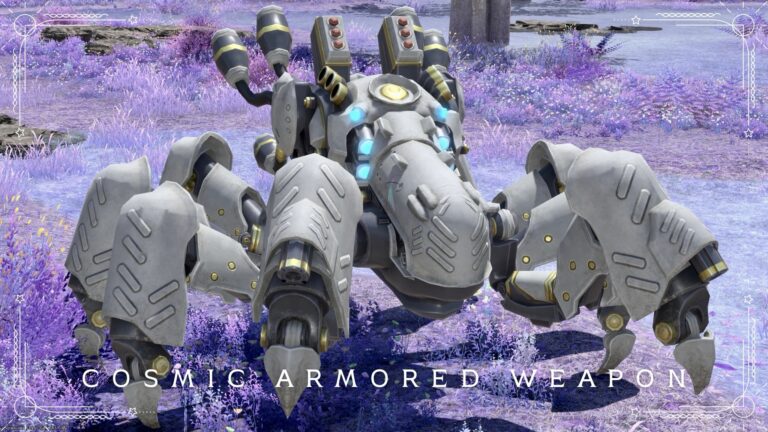 惑星オイジュスの白い多脚歩行ロボットマウント・魔導兵器『コスモ・アームドウェポン』 ララフェル FF14ブログ Norirow Note 24