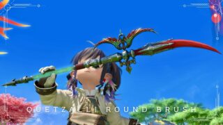 Red and Green Quetzalli Round Brush — A Pictomancer Weapon With an Impossibly Fine Tip Lalafell FF14 Blog Norirow Note 7