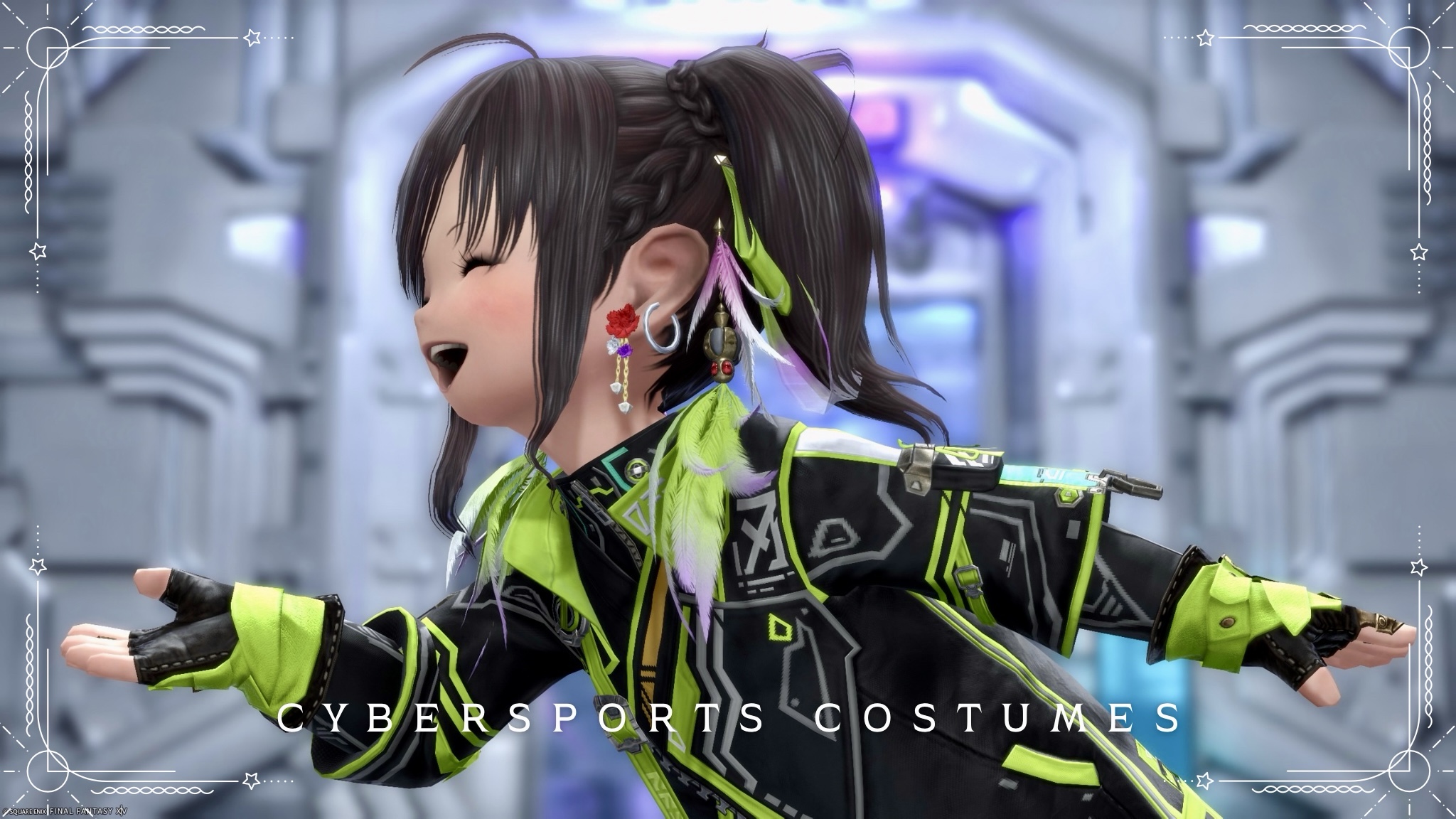 【ミラプリ】「サイバースポーツ」緑チームのアウェイユニフォーム - イースタンテックアレンジコーデ ララフェル FF14ブログ Norirow Note 28