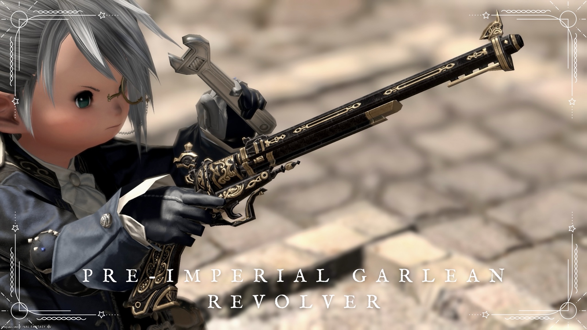 A stylish black Emet-Selch pistol: the "Pre-imperial Garlean Revolver" Lalafell FF14 Blog Norirow Note 26