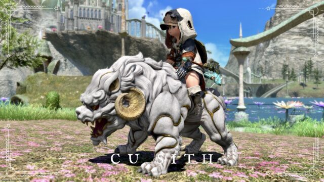Une compagne du Dresseur qui ressemble à un komainu blanc, Cu Sith : la monture « Cu Sith » Lalafell FF14 Blog Norirow Note 23