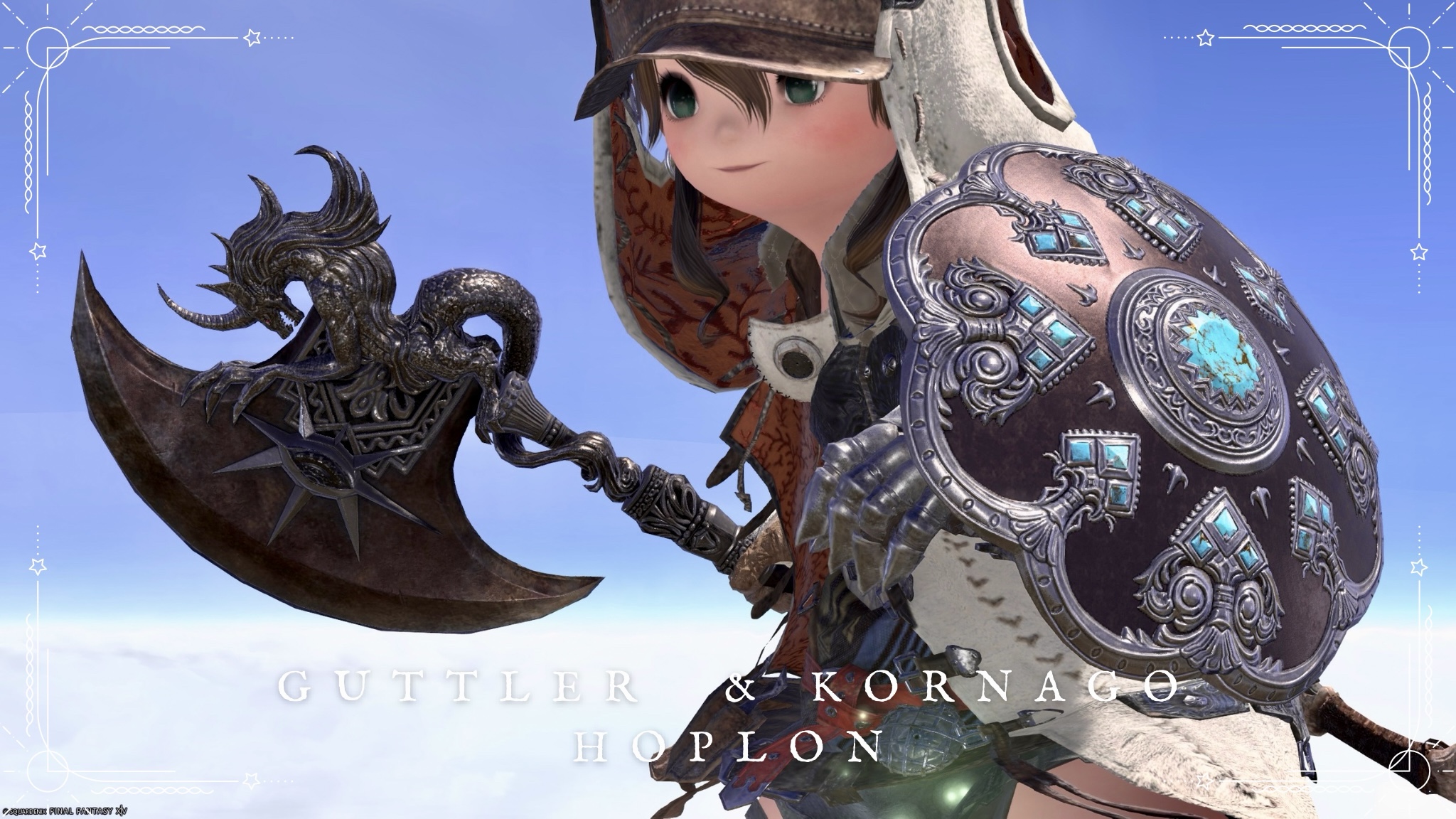 魔獣使い武器・ベヒーモスの片手斧とターコイズの盾『ガトラー&コルナゴホプロン』 ララフェル FF14ブログ Norirow Note 24